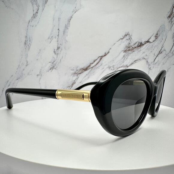 New Dolce & Gabbana Sunglasses Black Oval Cat Eye Gold Metal Logo 54-18 main image 14